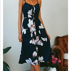 Blue floral midi dress